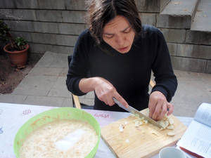 preparing sourdough rice crackers